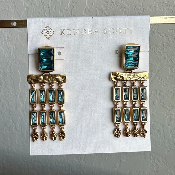 Kendra Scott Jack Vintage Gold Earrings in Teal - Picture 1 of 4